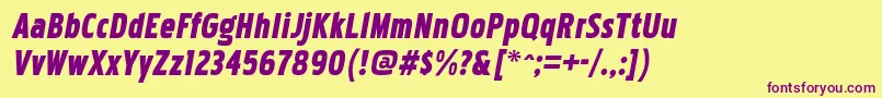 PakenhamcdblItalic Font – Purple Fonts on Yellow Background