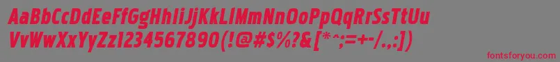 PakenhamcdblItalic-Schriftart – Rote Schriften auf grauem Hintergrund