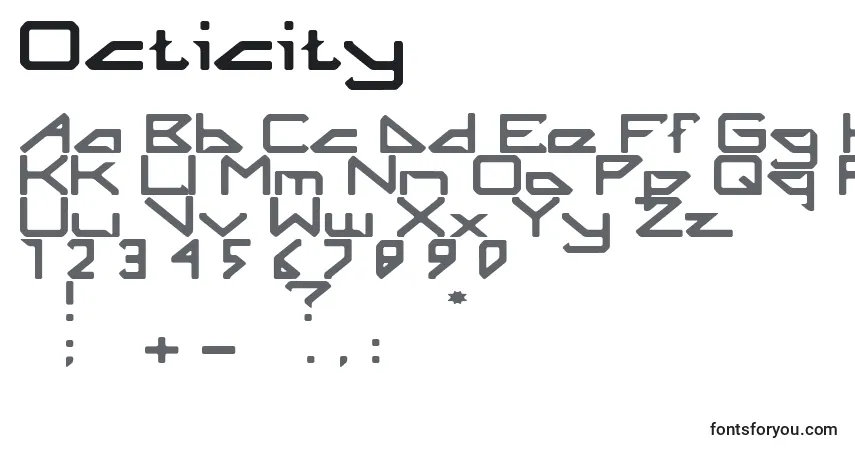 Шрифт Octicity – алфавит, цифры, специальные символы