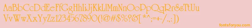 Cyrillicuniversity-Schriftart – Orangefarbene Schriften auf rosa Hintergrund