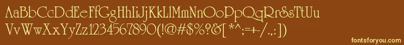 Cyrillicuniversity-fontti – keltaiset fontit ruskealla taustalla