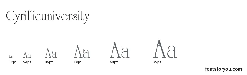 Размеры шрифта Cyrillicuniversity