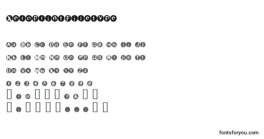 Schriftart XeroprintFiletype – Alphabet, Zahlen, spezielle Symbole