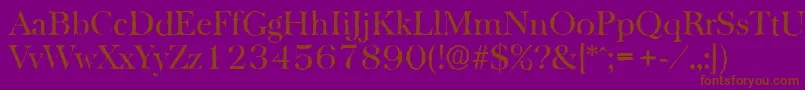 BaskervilleantiqueRegular-Schriftart – Braune Schriften auf violettem Hintergrund