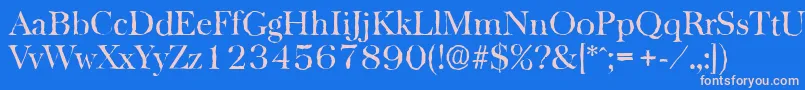 BaskervilleantiqueRegular-fontti – vaaleanpunaiset fontit sinisellä taustalla