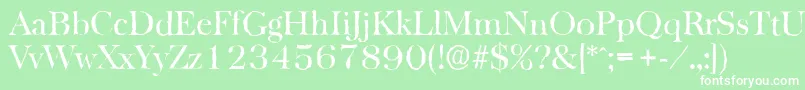 BaskervilleantiqueRegular-fontti – valkoiset fontit vihreällä taustalla