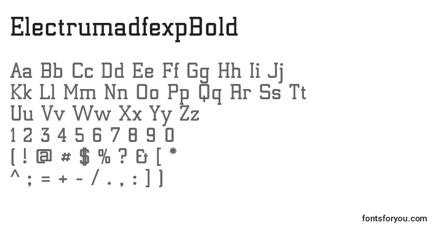 Шрифт ElectrumadfexpBold – алфавит, цифры, специальные символы