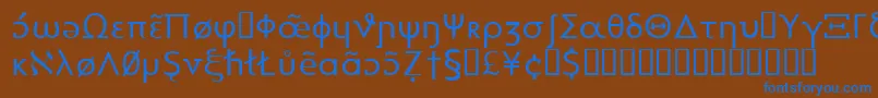 フォントHeytta – 茶色の背景に青い文字