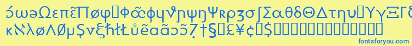 Heytta-Schriftart – Blaue Schriften auf gelbem Hintergrund