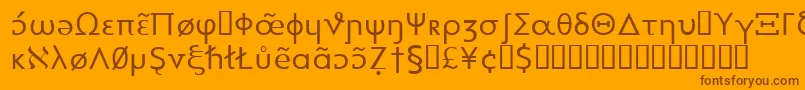 Heytta-Schriftart – Braune Schriften auf orangefarbenem Hintergrund