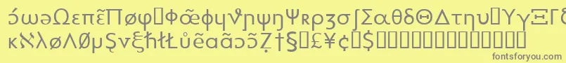 Heytta-fontti – harmaat kirjasimet keltaisella taustalla