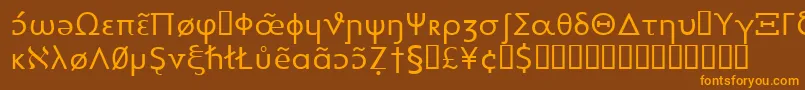 Heytta-Schriftart – Orangefarbene Schriften auf braunem Hintergrund