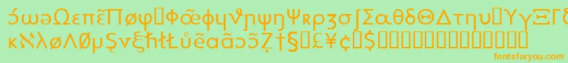 Heytta-fontti – oranssit fontit vihreällä taustalla