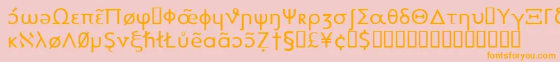 フォントHeytta – オレンジの文字がピンクの背景にあります。