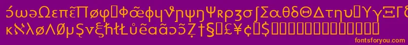 Heytta-Schriftart – Orangefarbene Schriften auf violettem Hintergrund