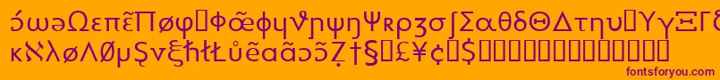 Heytta-Schriftart – Violette Schriften auf orangefarbenem Hintergrund