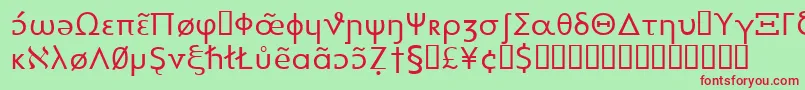 Heytta-Schriftart – Rote Schriften auf grünem Hintergrund