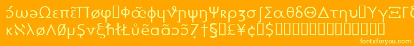 フォントHeytta – オレンジの背景に黄色の文字