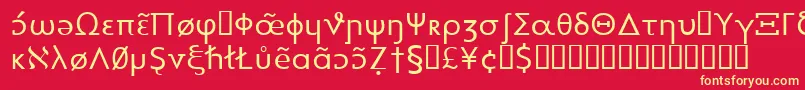 Heytta-Schriftart – Gelbe Schriften auf rotem Hintergrund