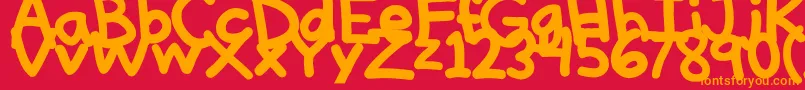 Czcionka ThinkThick – pomarańczowe czcionki na czerwonym tle