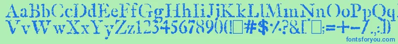 OldRubberStamp-Schriftart – Blaue Schriften auf grünem Hintergrund