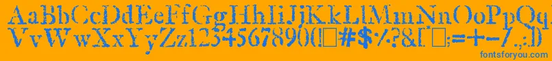 OldRubberStamp Font – Blue Fonts on Orange Background