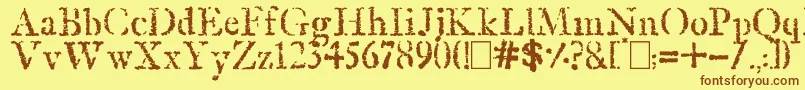 OldRubberStamp Font – Brown Fonts on Yellow Background