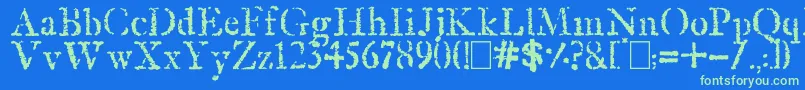 OldRubberStamp Font – Green Fonts on Blue Background