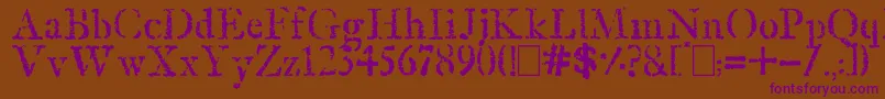 OldRubberStamp-Schriftart – Violette Schriften auf braunem Hintergrund