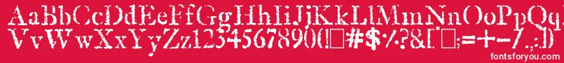 フォントOldRubberStamp – 赤い背景に白い文字