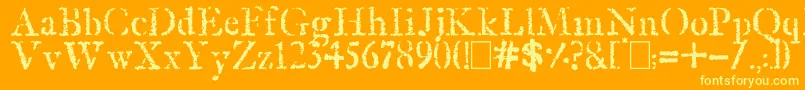 OldRubberStamp-Schriftart – Gelbe Schriften auf orangefarbenem Hintergrund