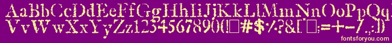 OldRubberStamp Font – Yellow Fonts on Purple Background