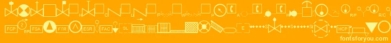 Weitere Informationen zur EsriFireIncidentNfpa-Schriftart EsriFireIncidentNfpa-Schriftart – Gelbe Schriften auf orangefarbenem Hintergrund