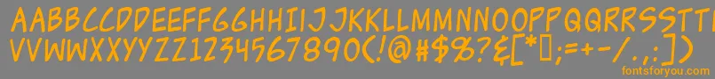 フォントZud – オレンジの文字は灰色の背景にあります。