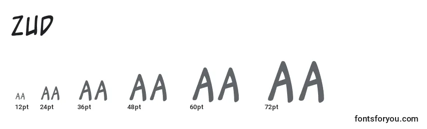 Размеры шрифта Zud