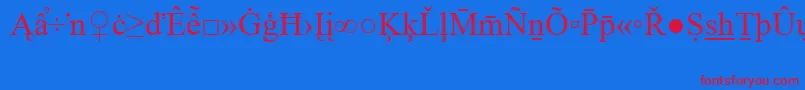 TimesNewRomanSpecialG2-fontti – punaiset fontit sinisellä taustalla