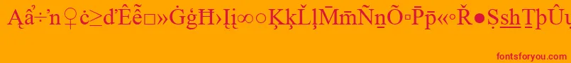 TimesNewRomanSpecialG2 Font – Red Fonts on Orange Background