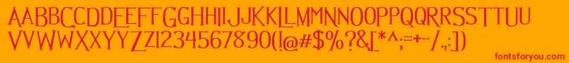 フォントHellmuth – オレンジの背景に赤い文字