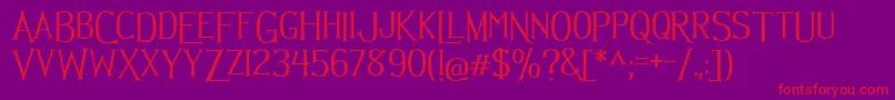 Hellmuth-Schriftart – Rote Schriften auf violettem Hintergrund