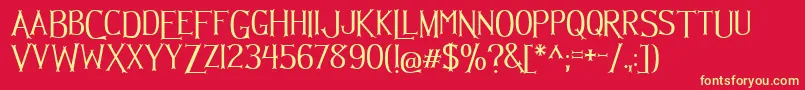 Czcionka Hellmuth – żółte czcionki na czerwonym tle