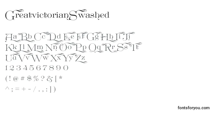 Шрифт GreatvictorianSwashed – алфавит, цифры, специальные символы