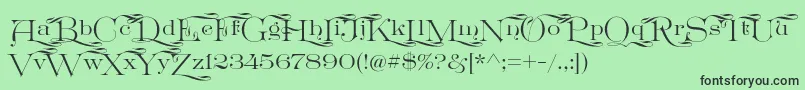 フォントGreatvictorianSwashed – 緑の背景に黒い文字