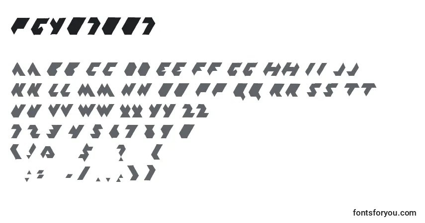 A fonte Pgy01001 – alfabeto, números, caracteres especiais