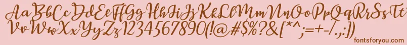 BreettyItalic-Schriftart – Braune Schriften auf rosa Hintergrund