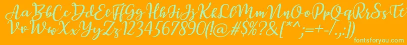 BreettyItalic Font – Green Fonts on Orange Background