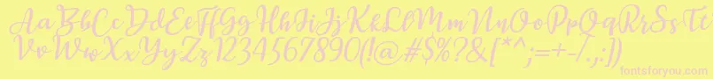 Police BreettyItalic – polices roses sur fond jaune