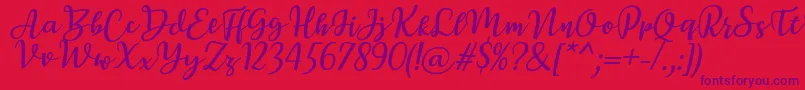 Fonte BreettyItalic – fontes roxas em um fundo vermelho
