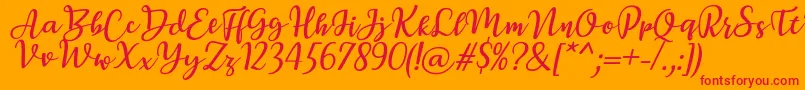 フォントBreettyItalic – オレンジの背景に赤い文字