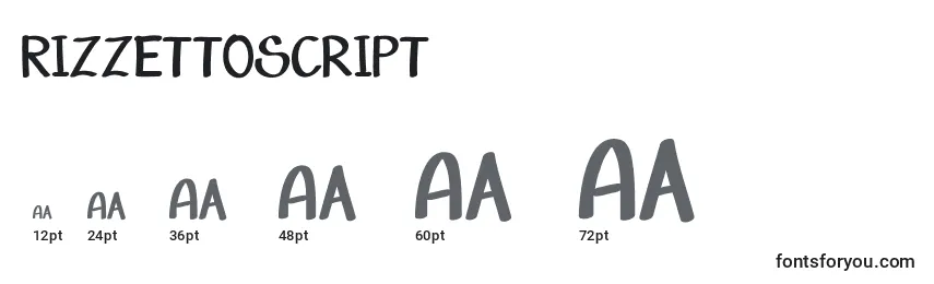 Размеры шрифта RizzettoScript