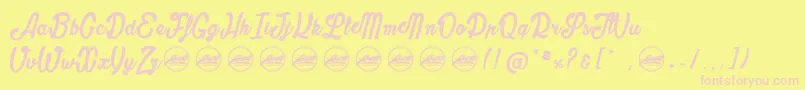 OblivionPersonalUseOnly-fontti – vaaleanpunaiset fontit keltaisella taustalla